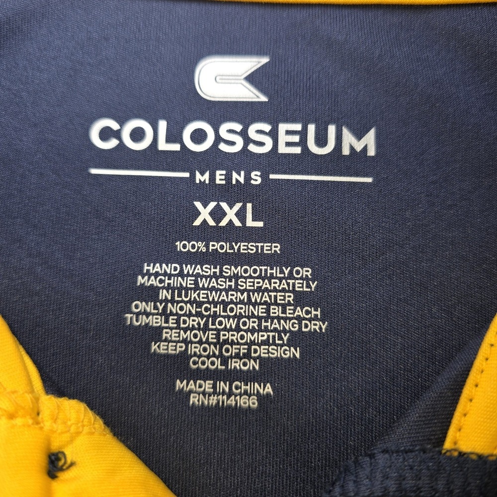 Colosseum‎ Michigan Wolverines Polo Shirt Men XXL Navy Blue Striped NCAA Golf - Picture 4 of 7